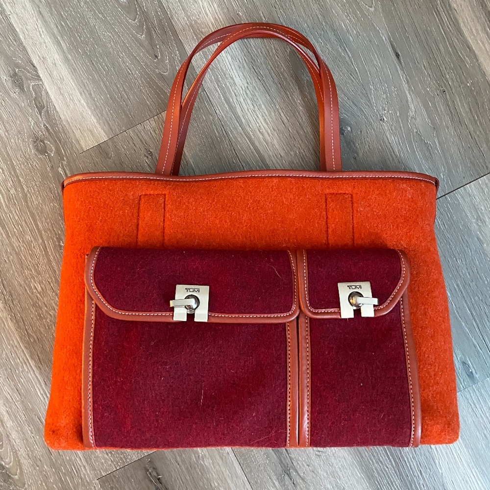 Tumi red / orange tote